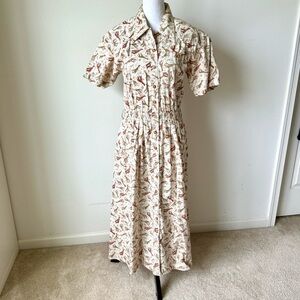 Vintage LIZ CLAIBORNE 80s Giraffe Print Button Front Midi Dress—SZ. 8